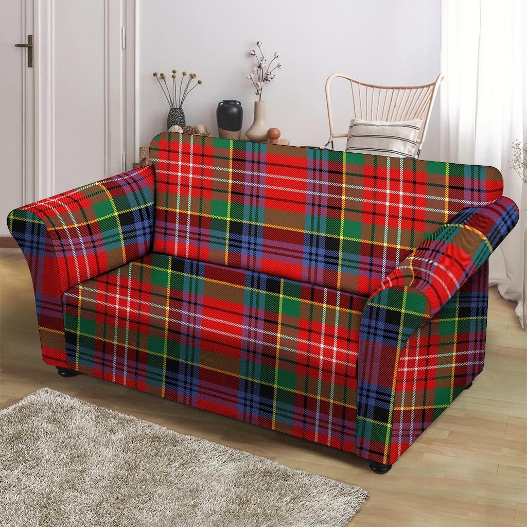 Caledonia Red Plaid Tartan Loveseat Cover-grizzshop