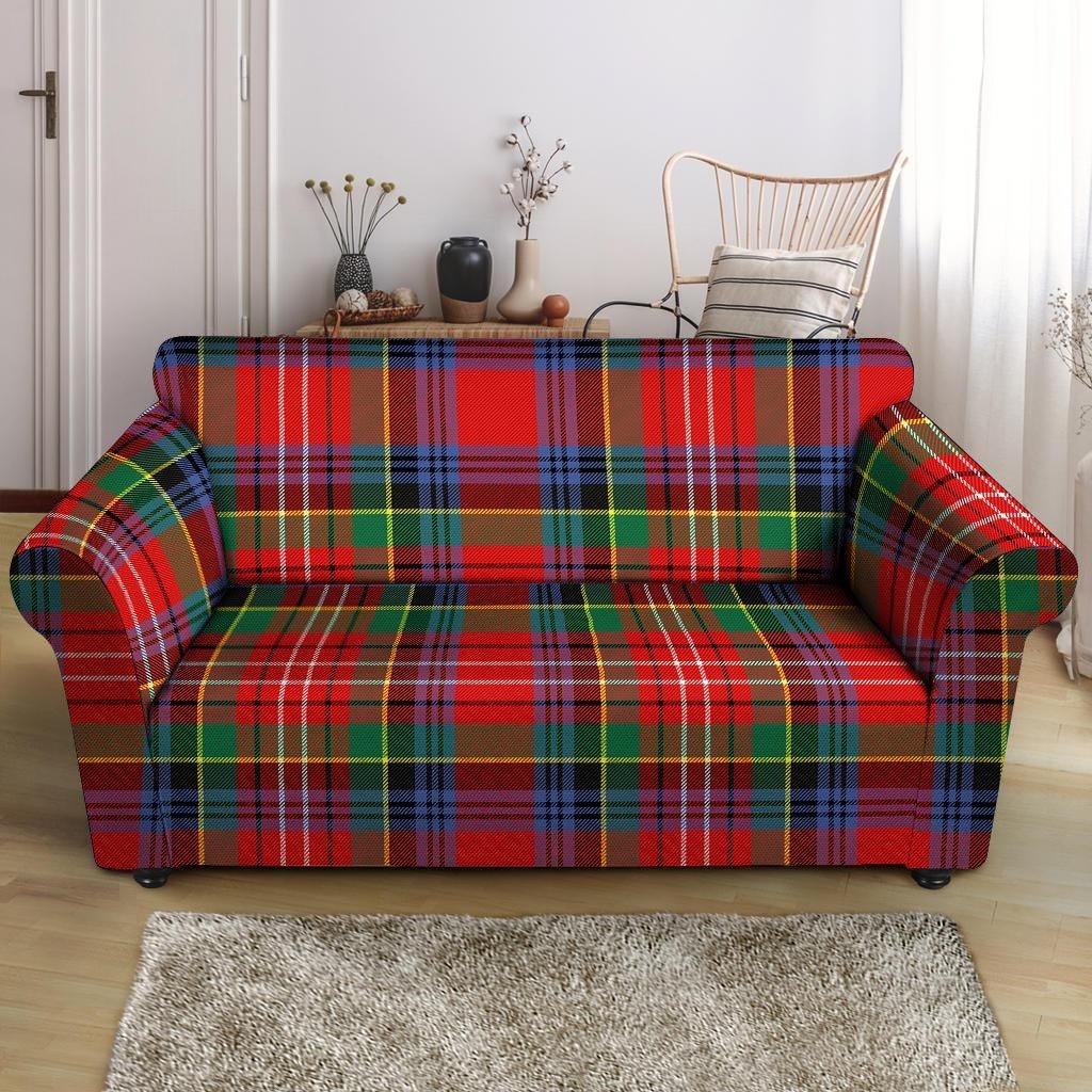 Caledonia Red Plaid Tartan Loveseat Cover-grizzshop