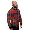 Caledonia Red Plaid Tartan Men's Bomber Jacket-grizzshop