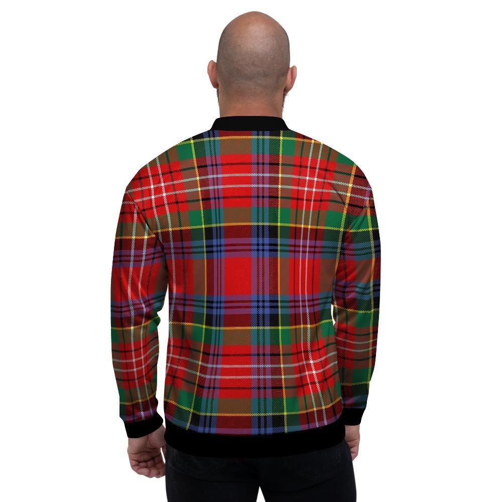 Caledonia Red Plaid Tartan Men's Bomber Jacket-grizzshop