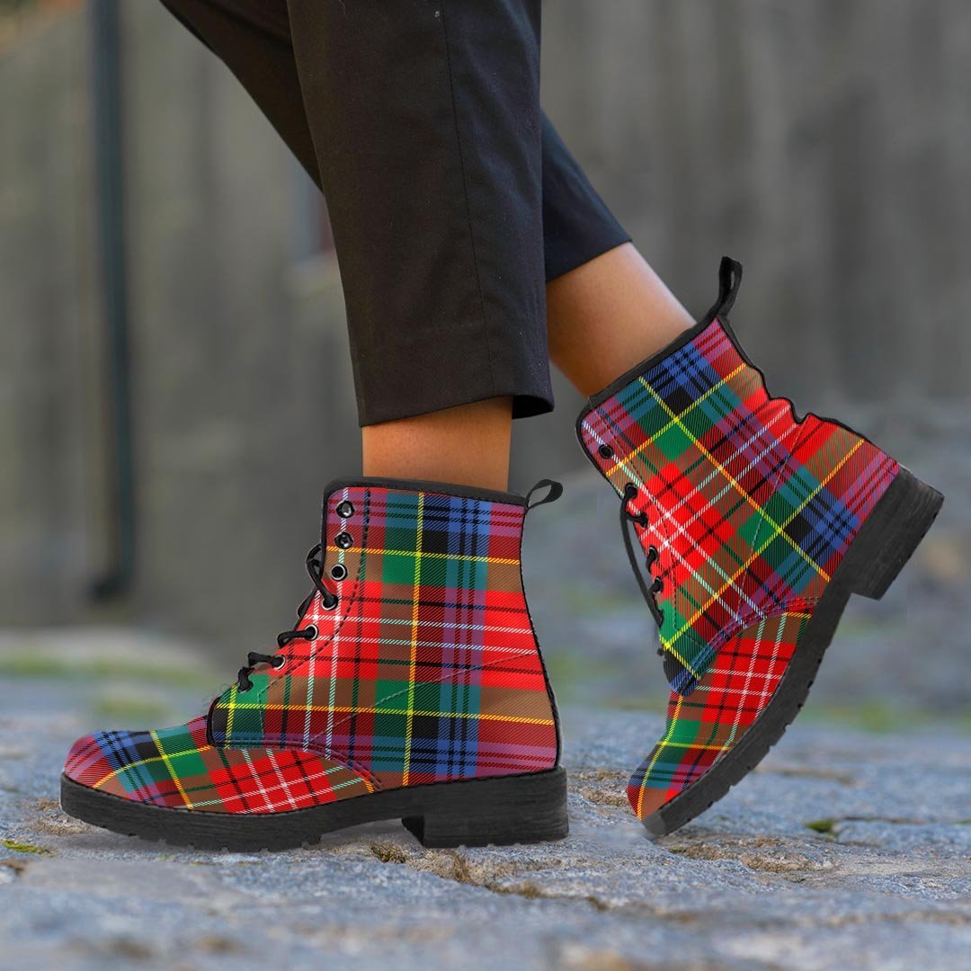 Caledonia Red Plaid Tartan Men's Boots-grizzshop