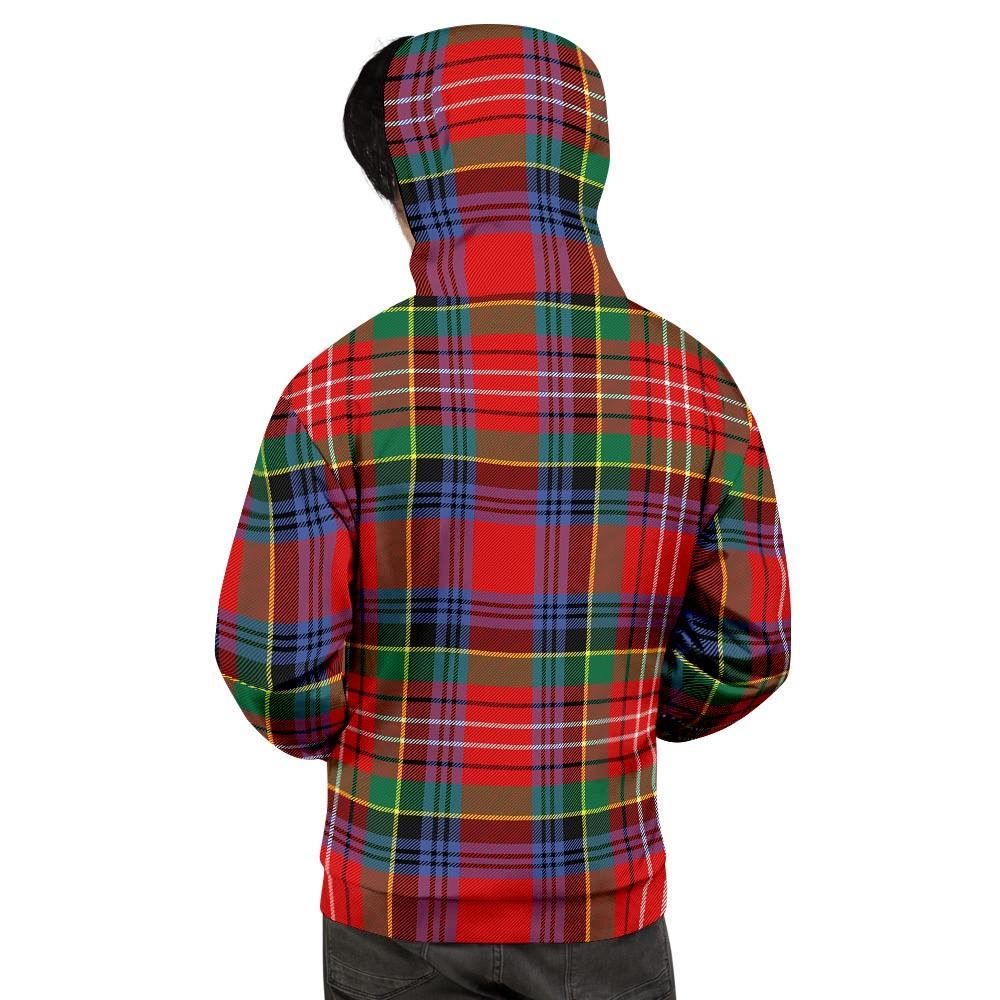 Caledonia Red Plaid Tartan Men's Hoodie-grizzshop