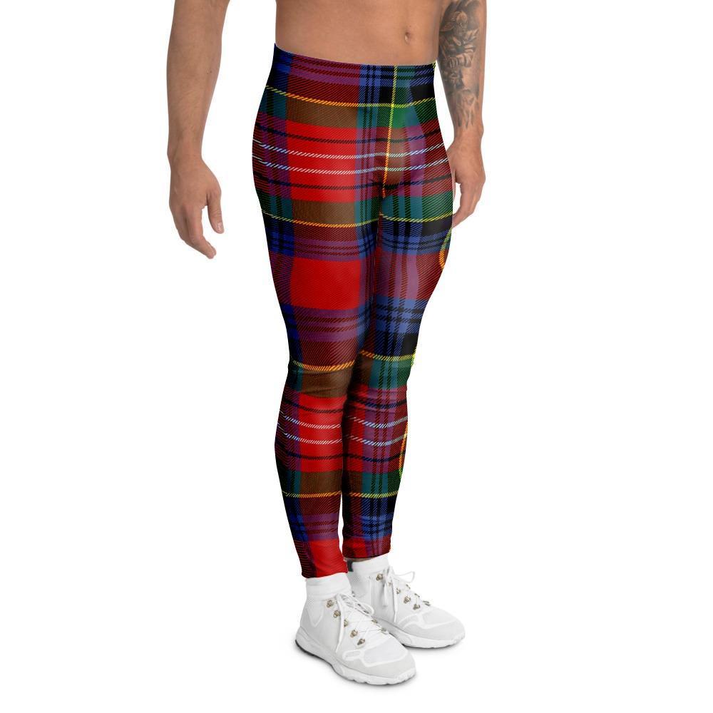 Caledonia Red Plaid Tartan Men's Leggings-grizzshop