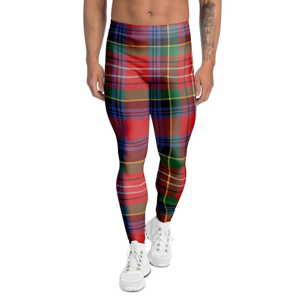 Caledonia Red Plaid Tartan Men's Leggings-grizzshop