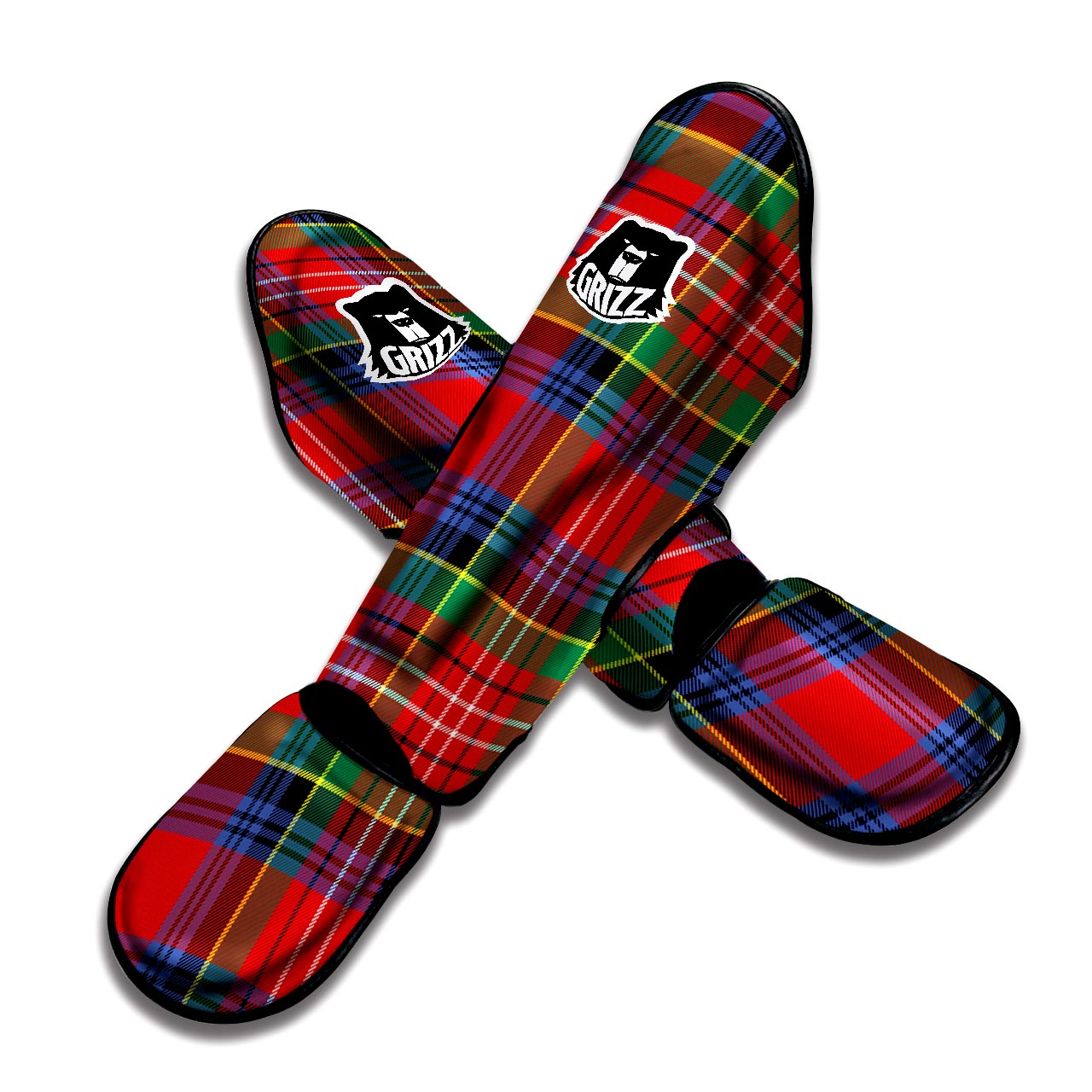 Caledonia Red Plaid Tartan Muay Thai Shin Guard-grizzshop