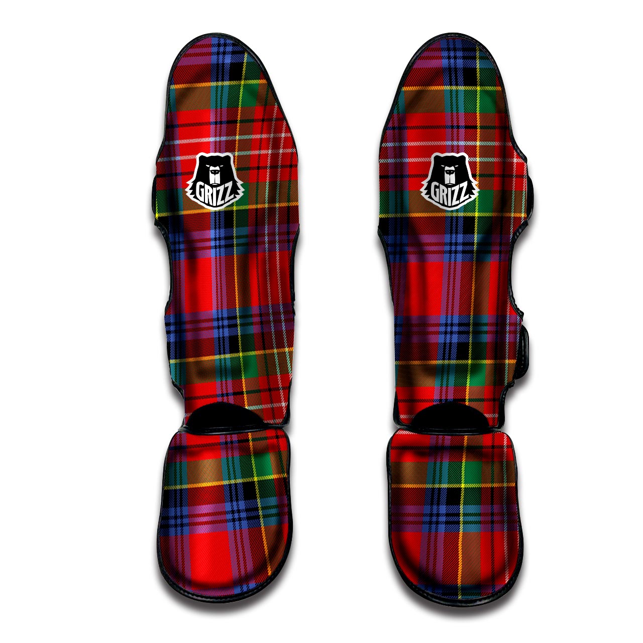 Caledonia Red Plaid Tartan Muay Thai Shin Guard-grizzshop