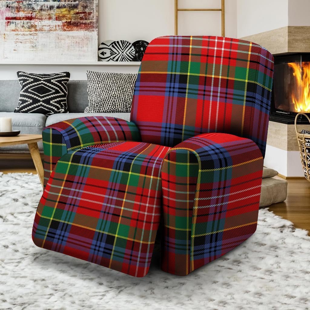 Caledonia Red Plaid Tartan Recliner Cover-grizzshop