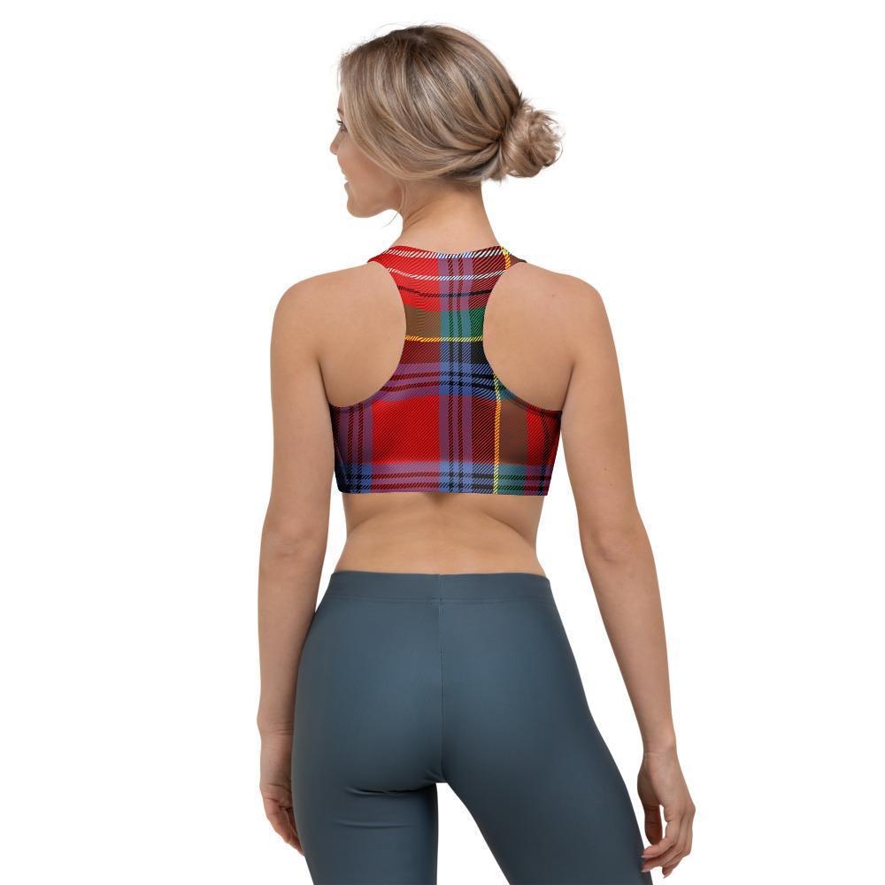 Caledonia Red Plaid Tartan Sports Bra-grizzshop