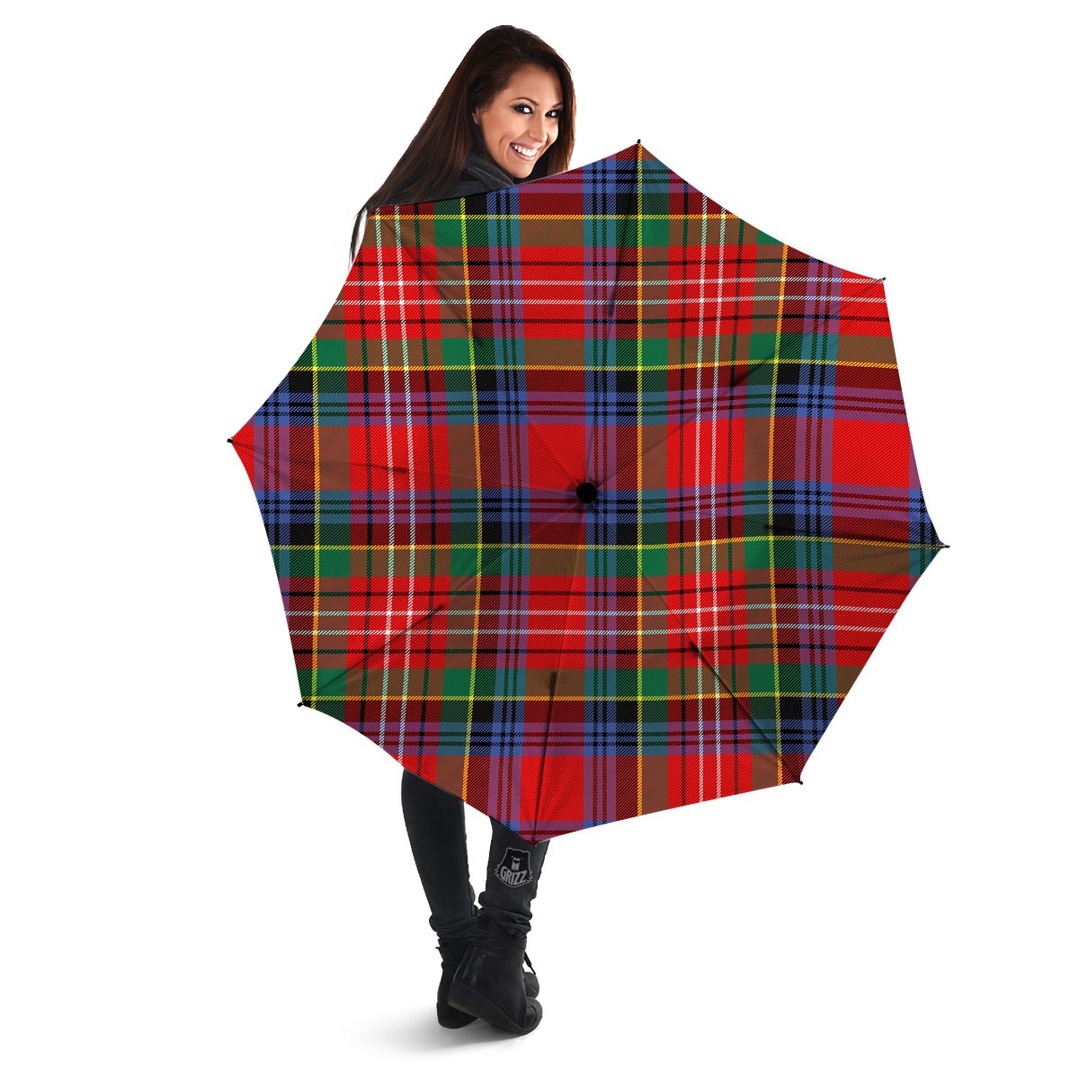 Caledonia Red Plaid Tartan Umbrella-grizzshop