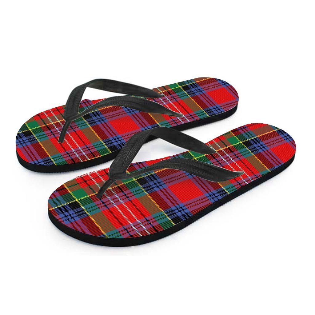 Caledonia Red Plaid Tartan Women's Flip Flops-grizzshop