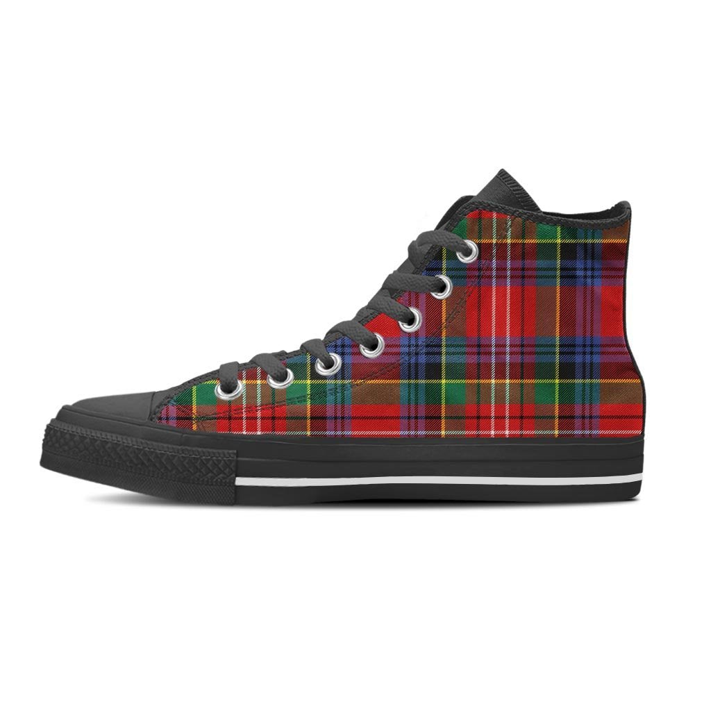 Caledonia Red Plaid Tartan Women's High Top Shoes-grizzshop