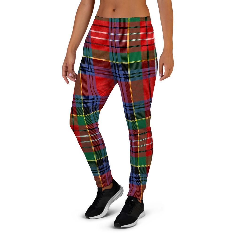 Caledonia Red Plaid Tartan Women's Joggers-grizzshop