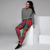 Caledonia Red Plaid Tartan Women's Joggers-grizzshop