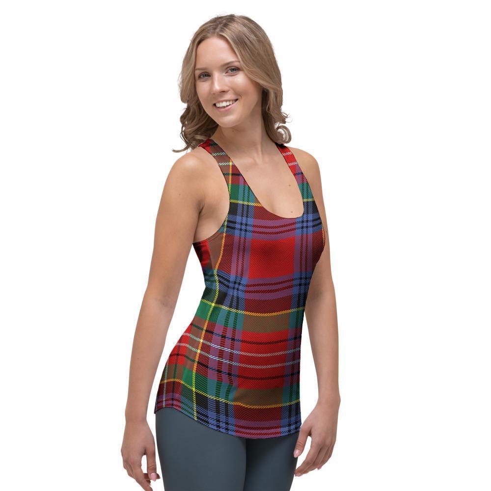 Caledonia Red Plaid Tartan Women's Racerback Tank Top-grizzshop