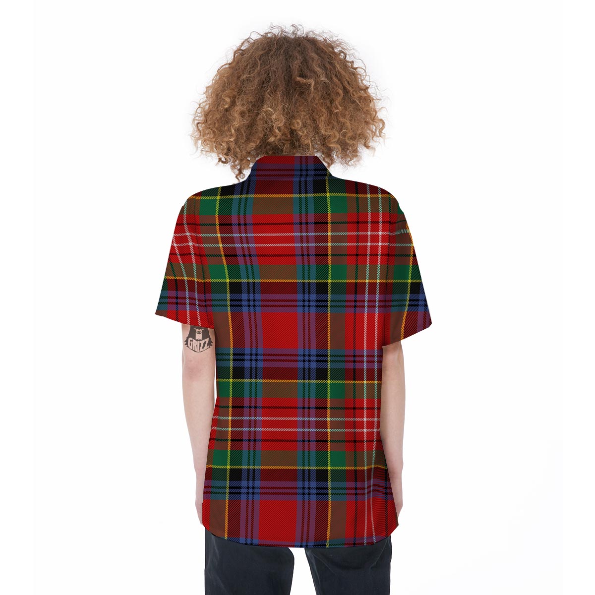 Caledonia Red Plaid Tartan Women's Short Sleeve Shirts-grizzshop