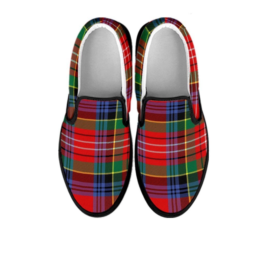 Caledonia Red Plaid Tartan Women's Slip On Sneakers-grizzshop
