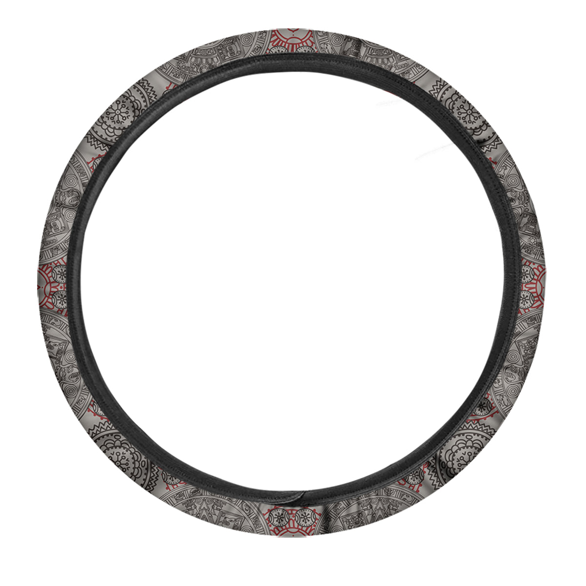 Calendar Aztec Doodle Print Pattern Car Steering Wheel Cover-grizzshop