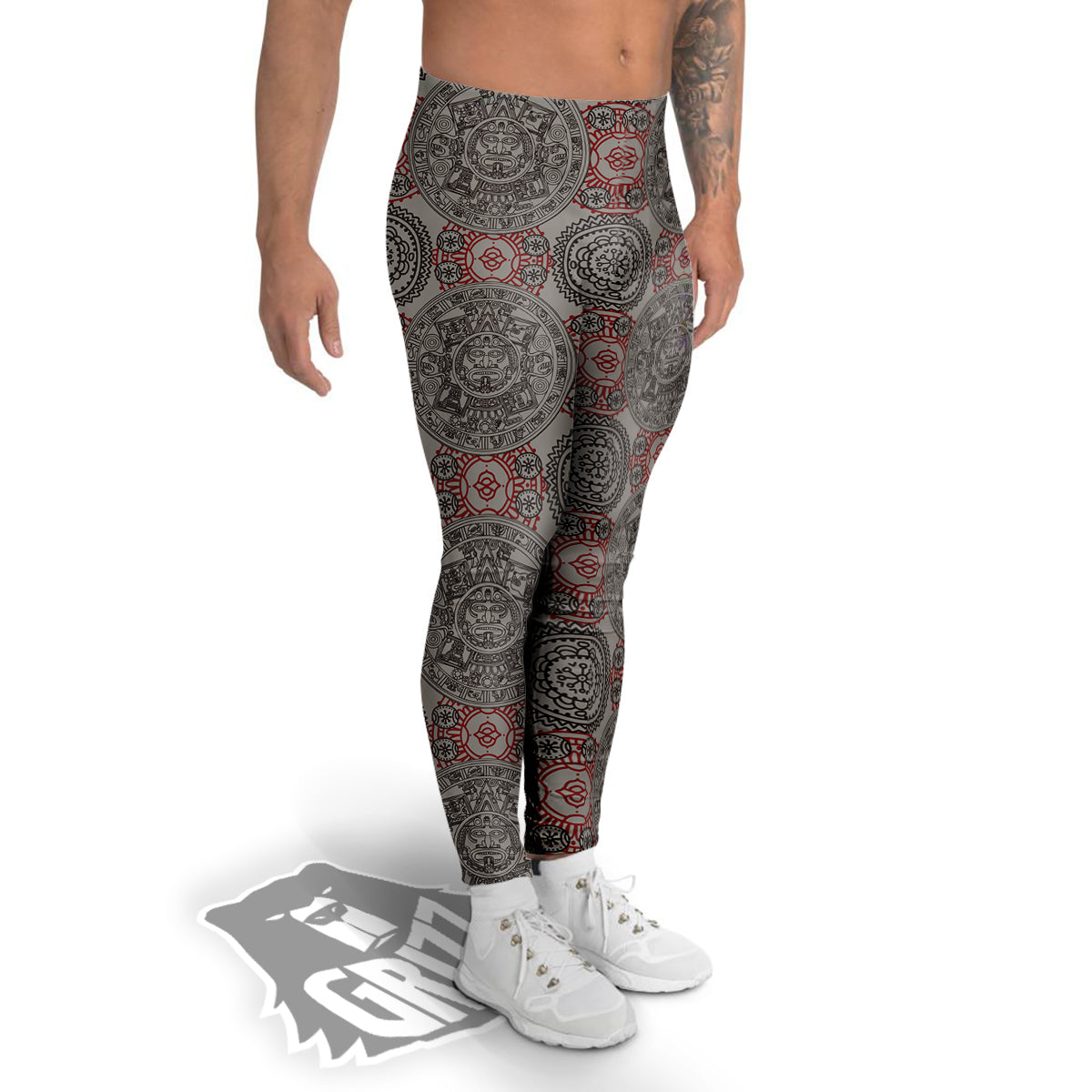 Calendar Aztec Doodle Print Pattern Men's Leggings-grizzshop