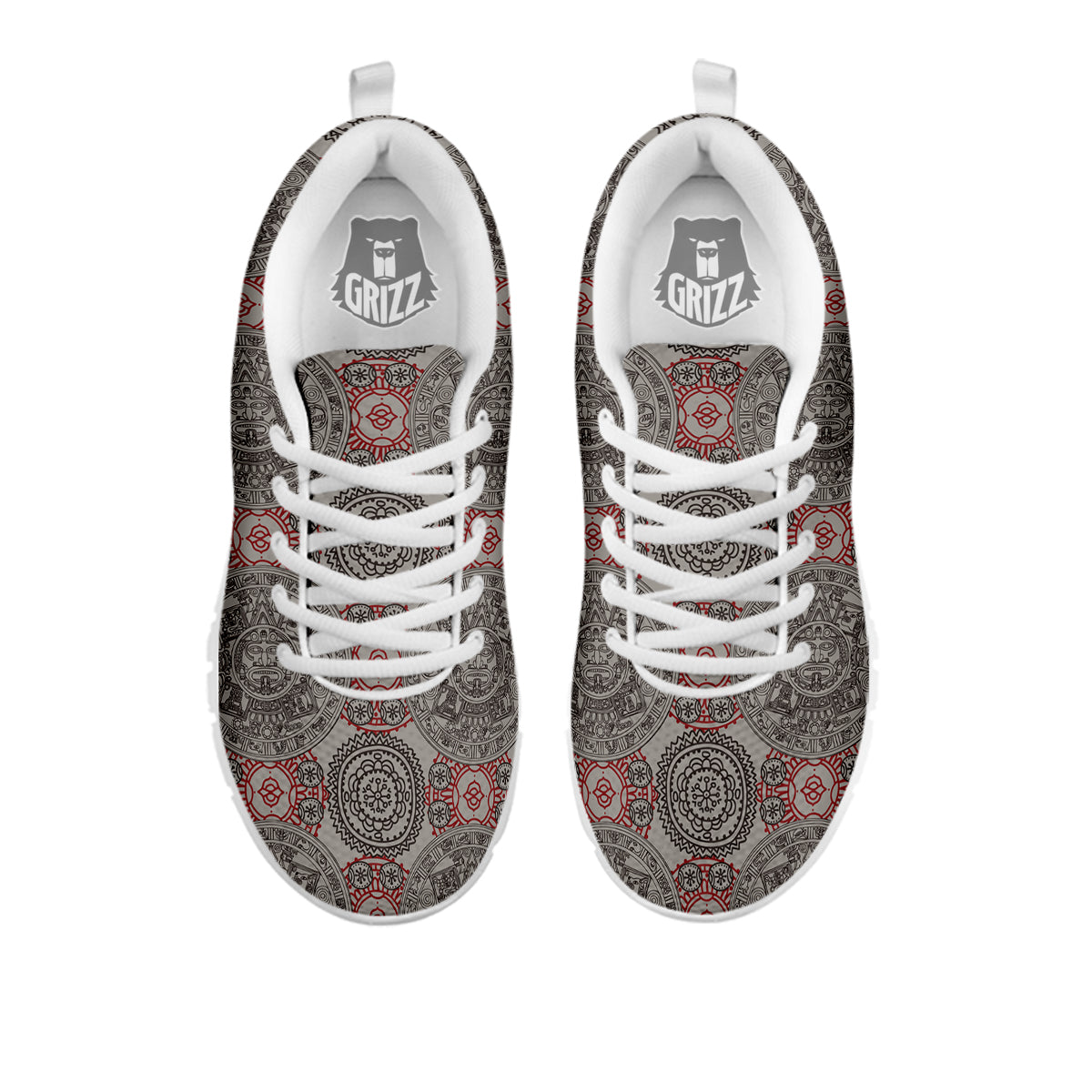 Calendar Aztec Doodle Print Pattern White Sneaker-grizzshop