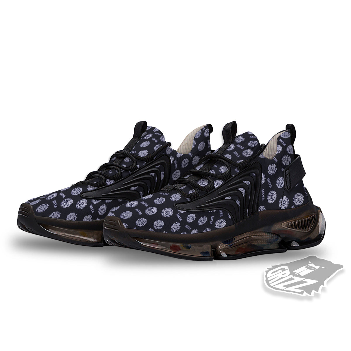 Calendar Aztec Maya Exotic Print Pattern Black Gym Shoes-grizzshop