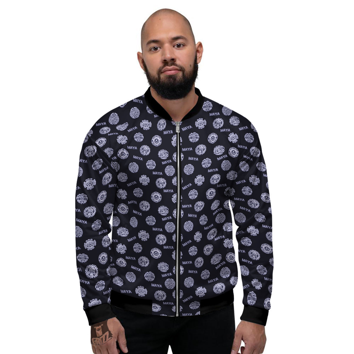 Calendar Aztec Maya Exotic Print Pattern Men's Bomber Jacket-grizzshop