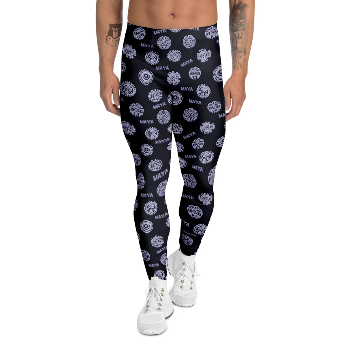 Calendar Aztec Maya Exotic Print Pattern Men's Leggings-grizzshop