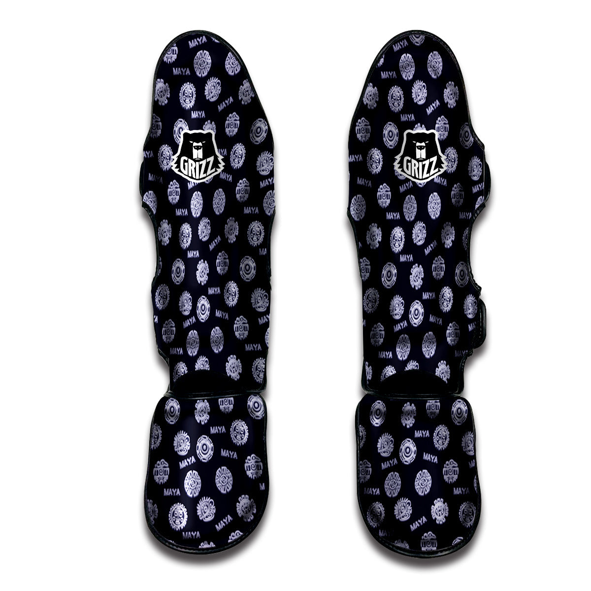 Calendar Aztec Maya Exotic Print Pattern Muay Thai Shin Guards-grizzshop