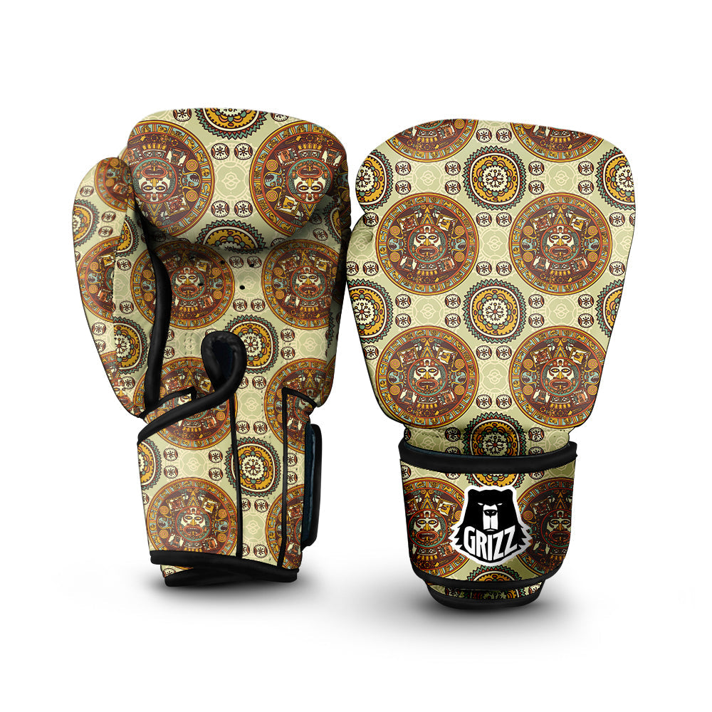 Calendar Aztec Vintage Print Pattern Boxing Gloves-grizzshop