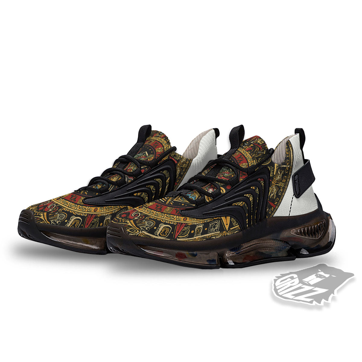 Calendar Mayan Print Black Gym Shoes-grizzshop