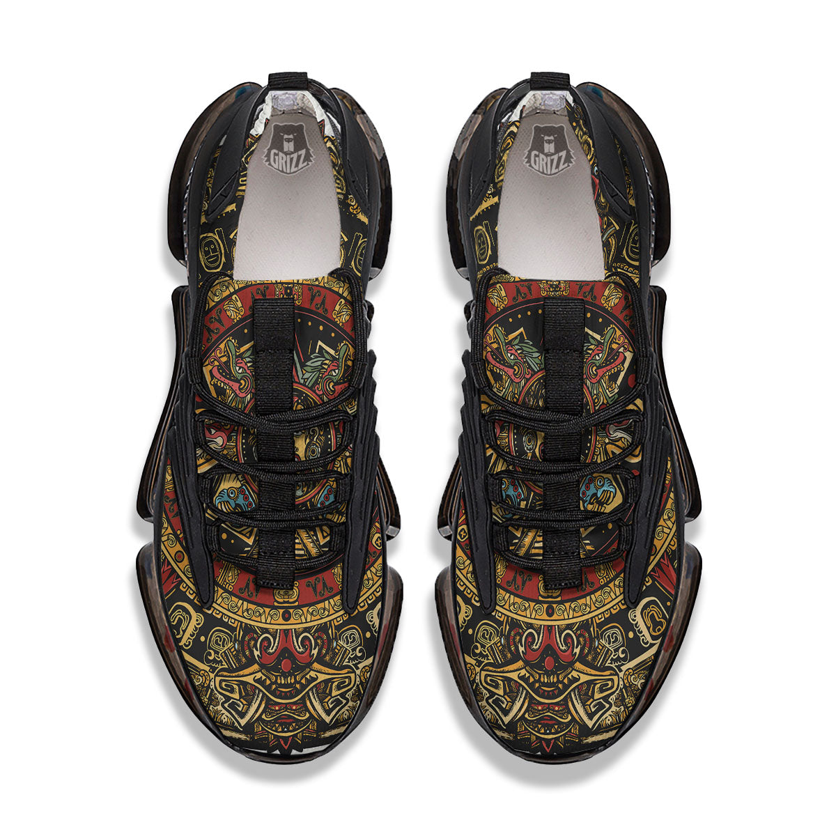 Calendar Mayan Print Black Gym Shoes-grizzshop