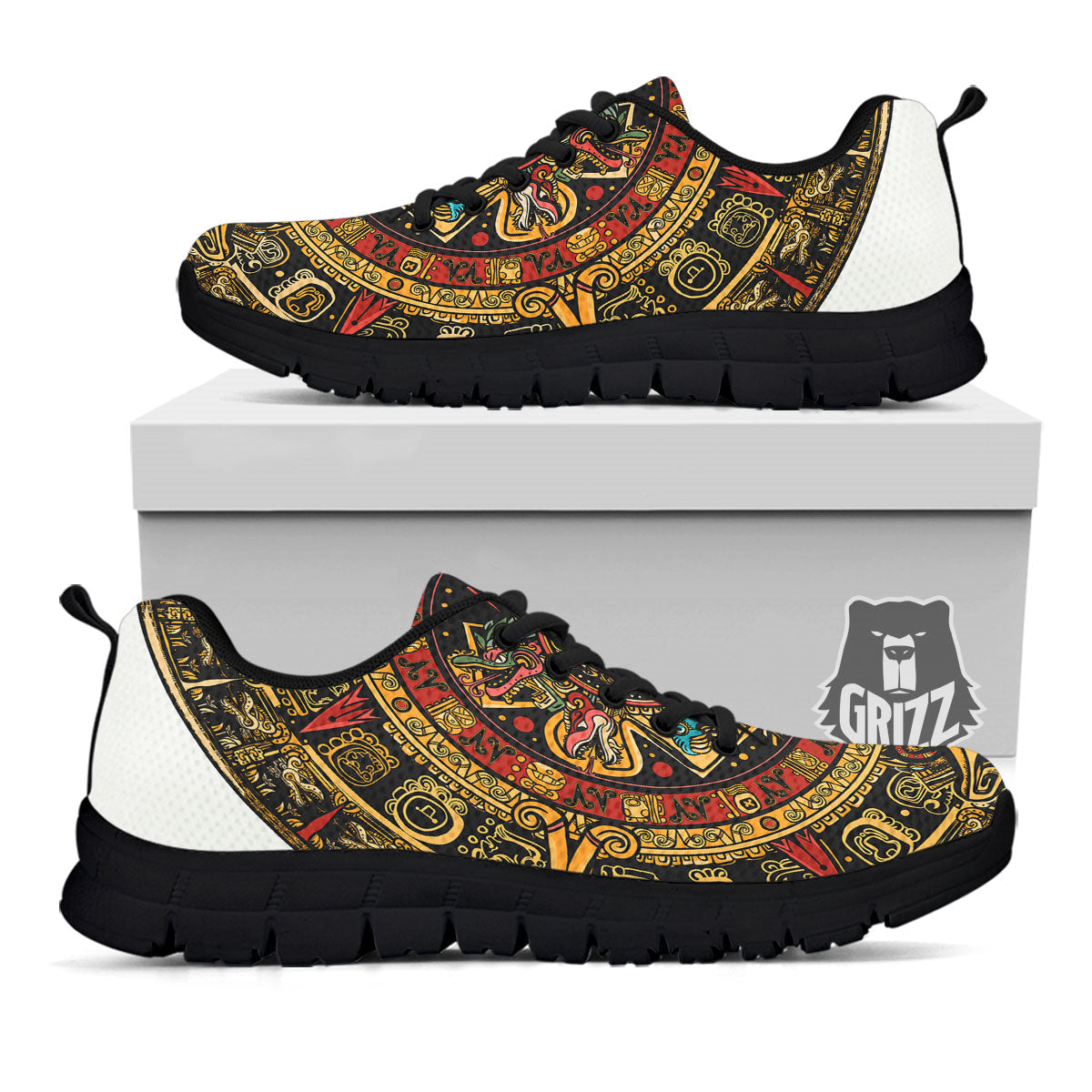 Calendar Mayan Print Black Sneaker-grizzshop