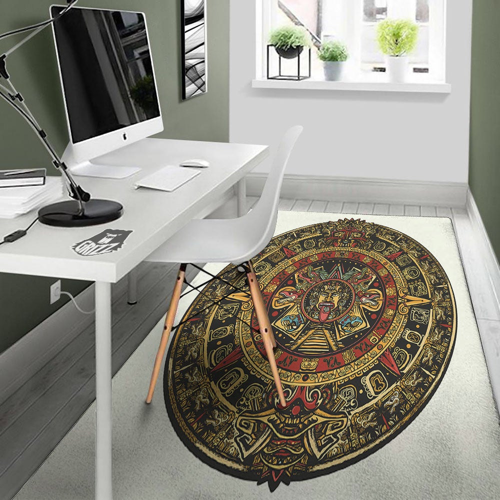 Calendar Mayan Print Floor Mat-grizzshop