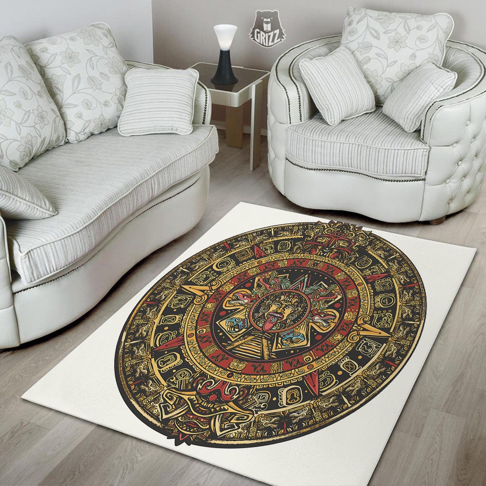 Calendar Mayan Print Floor Mat-grizzshop