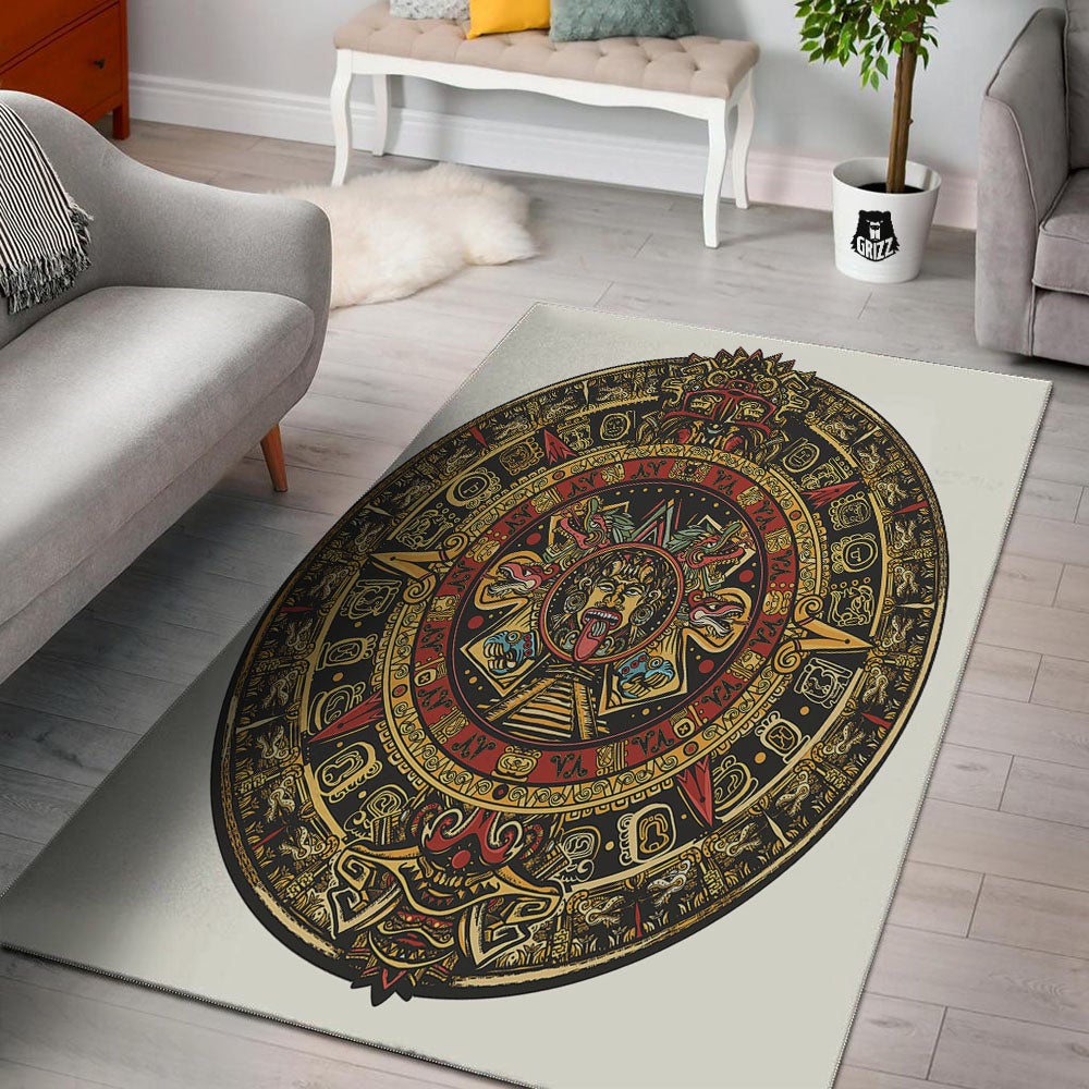 Calendar Mayan Print Floor Mat-grizzshop