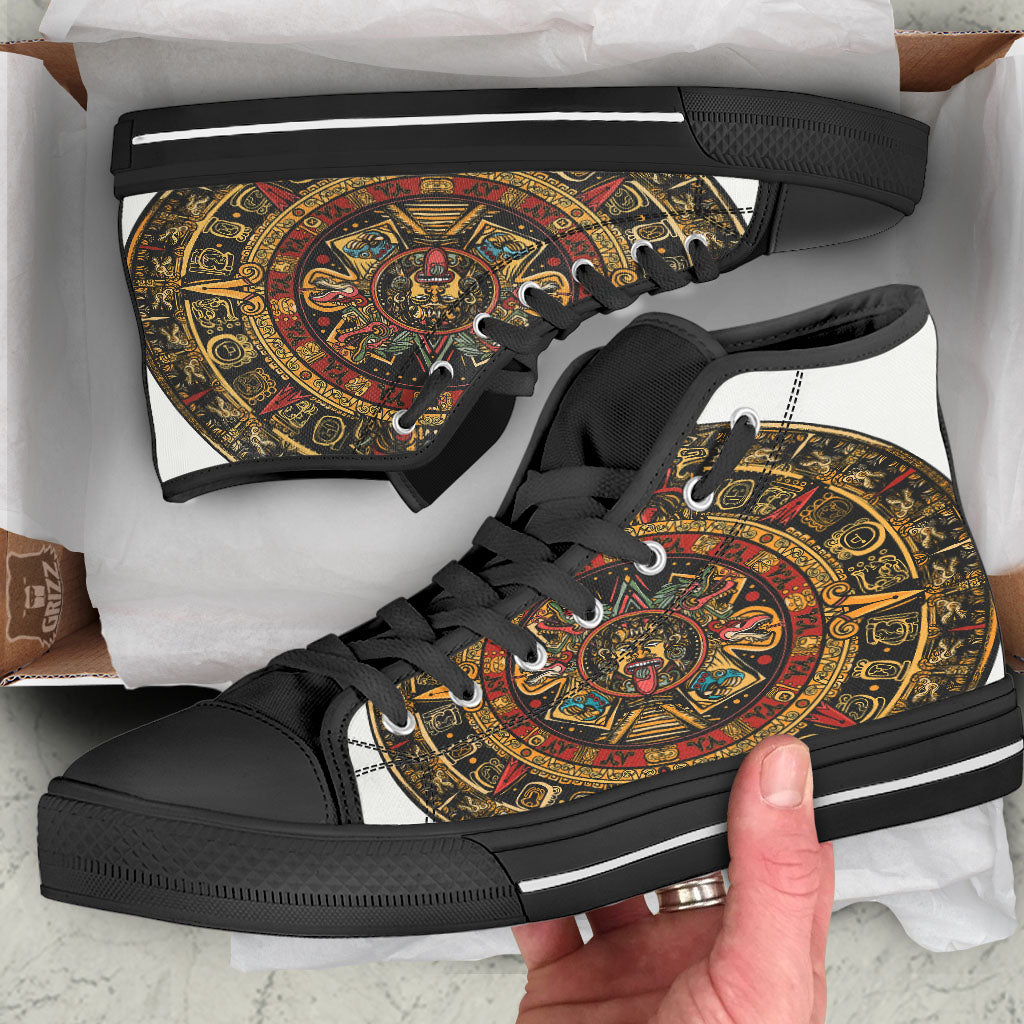 Calendar Mayan Print High Top Shoes-grizzshop