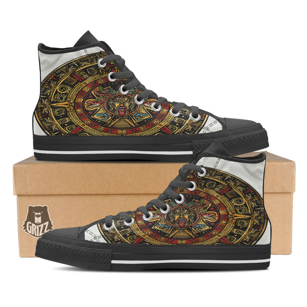 Calendar Mayan Print High Top Shoes-grizzshop
