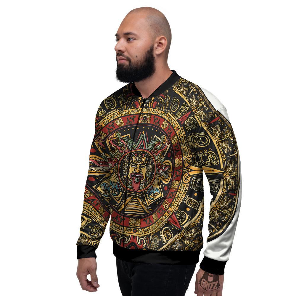 Calendar Mayan Print Men's Bomber Jacket-grizzshop