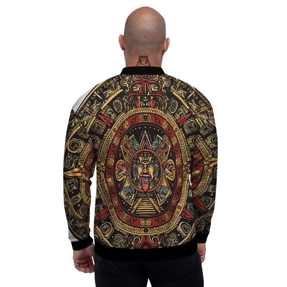 Calendar Mayan Print Men's Bomber Jacket-grizzshop