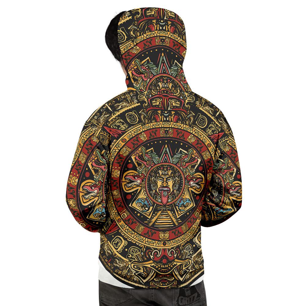 Calendar Mayan Print Men's Hoodie-grizzshop