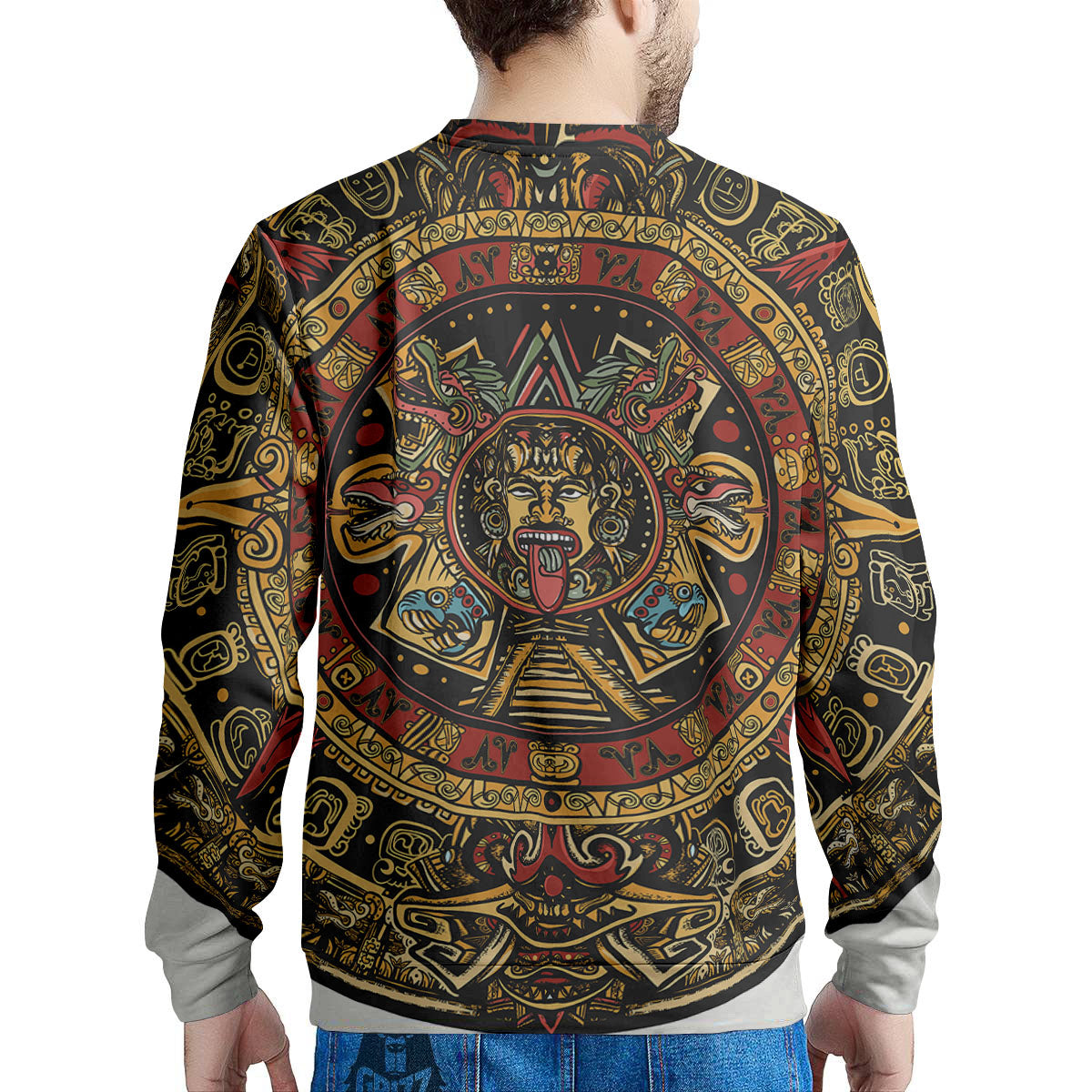 Calendar Mayan Print Men's Sweatshirt-grizzshop