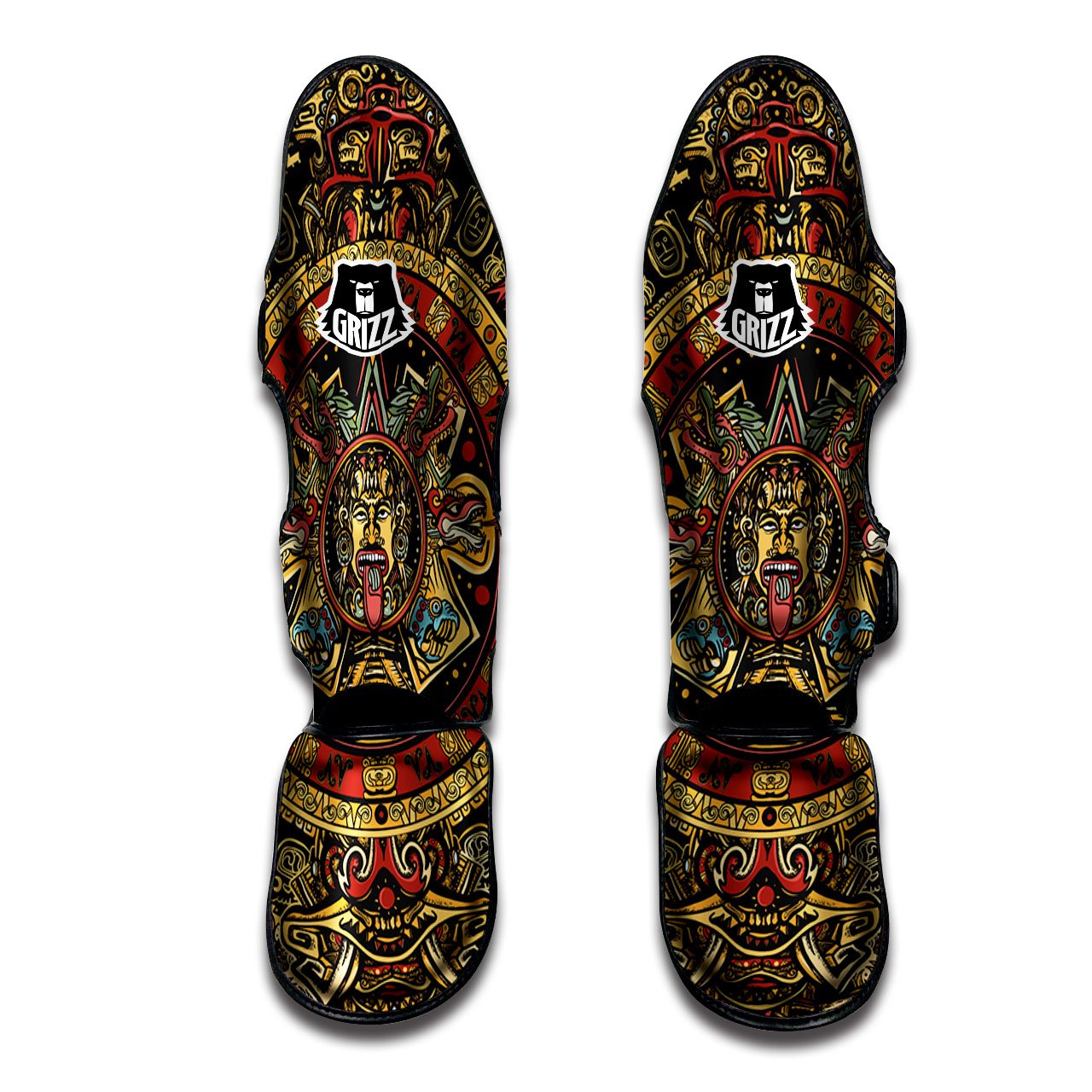 Calendar Mayan Print Muay Thai Shin Guards-grizzshop