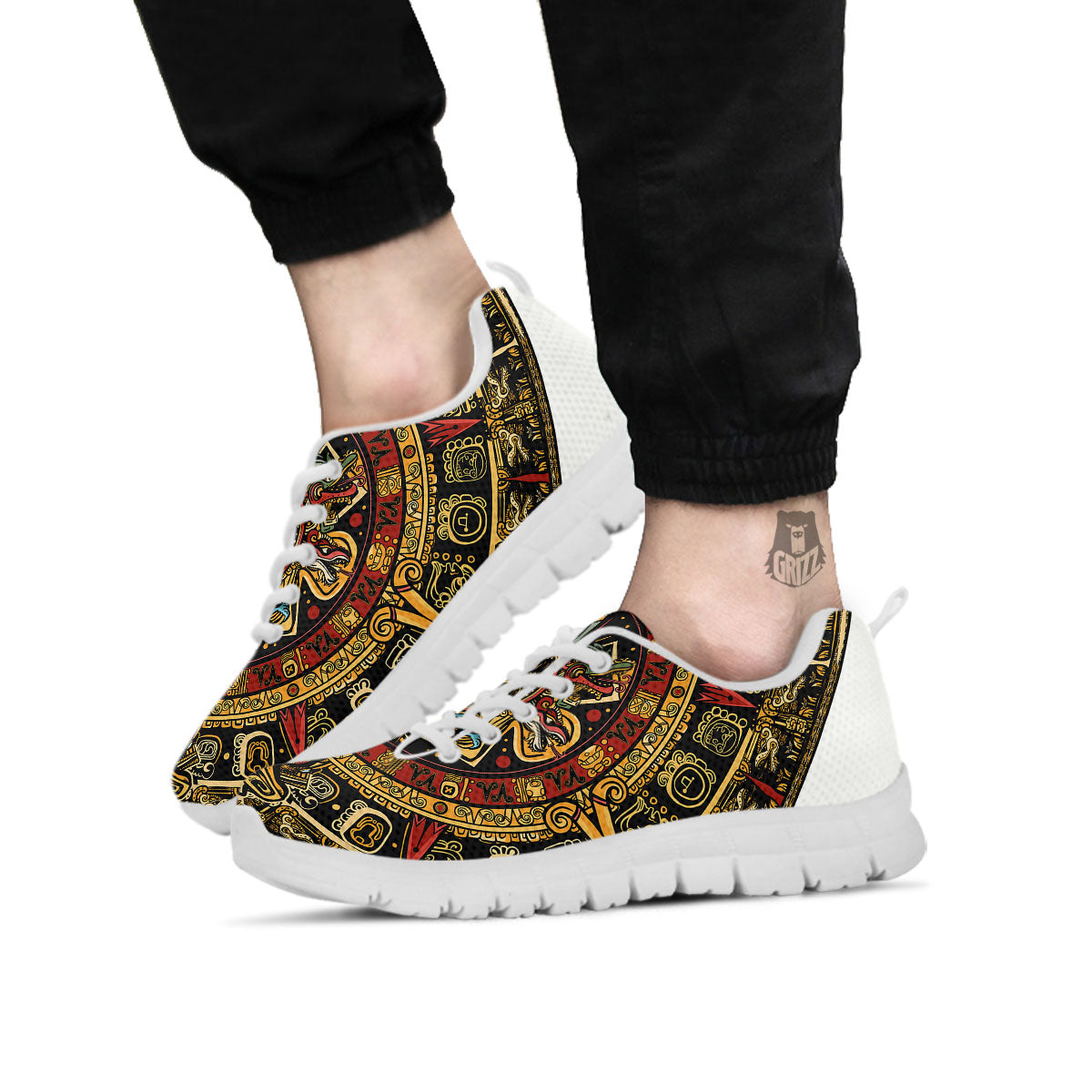 Calendar Mayan Print White Sneaker-grizzshop