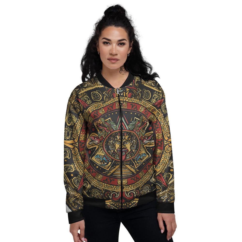 Calendar Mayan Print Women's Bomber Jacket-grizzshop