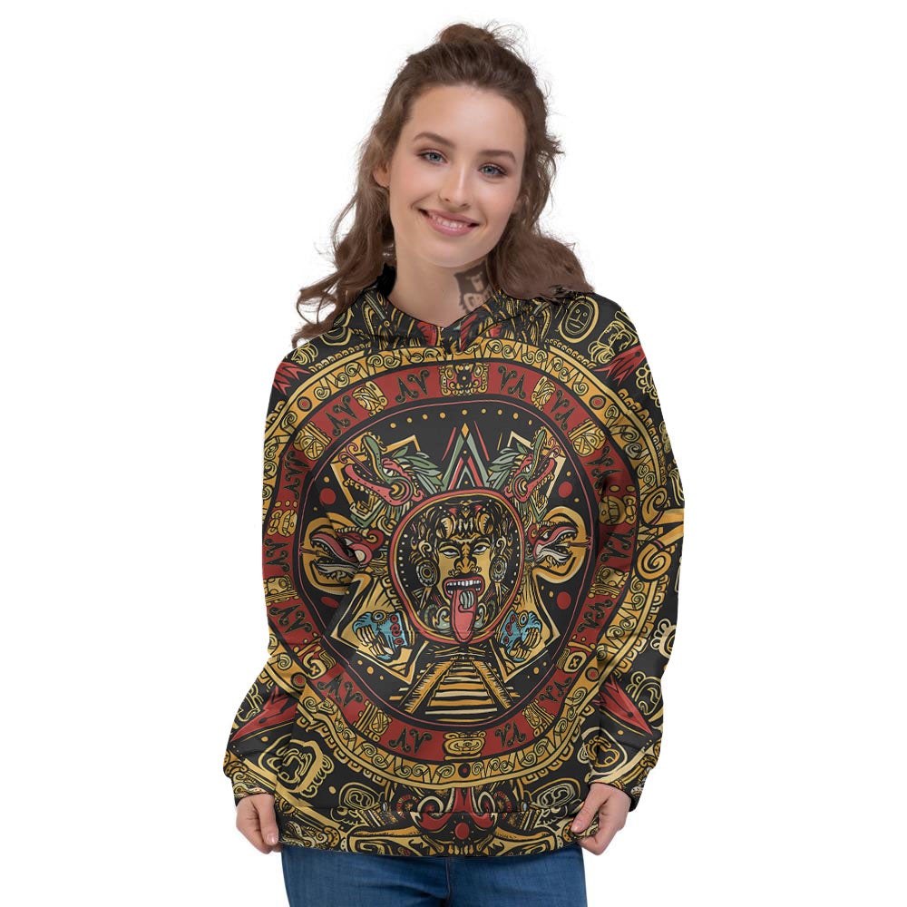Calendar Mayan Print Women's Hoodie-grizzshop
