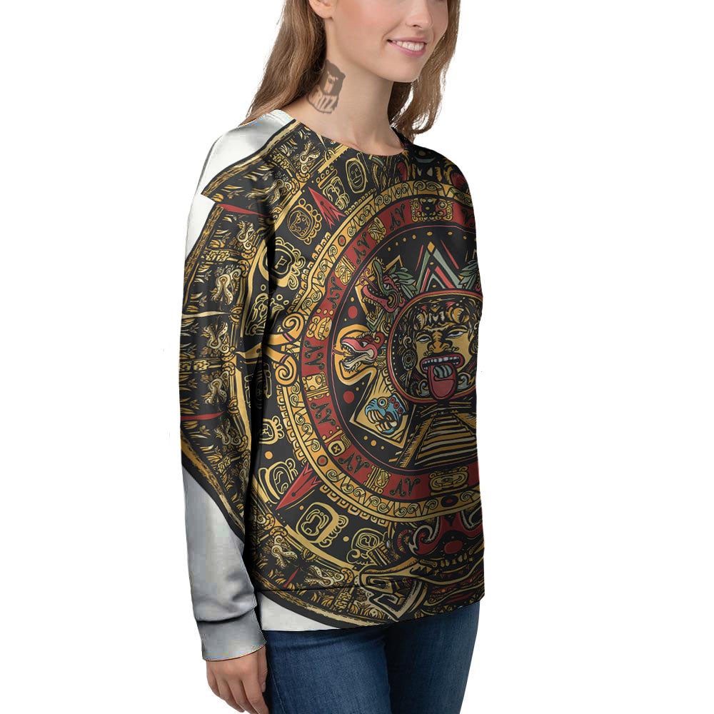 Calendar Mayan Print Women's Sweatshirt-grizzshop