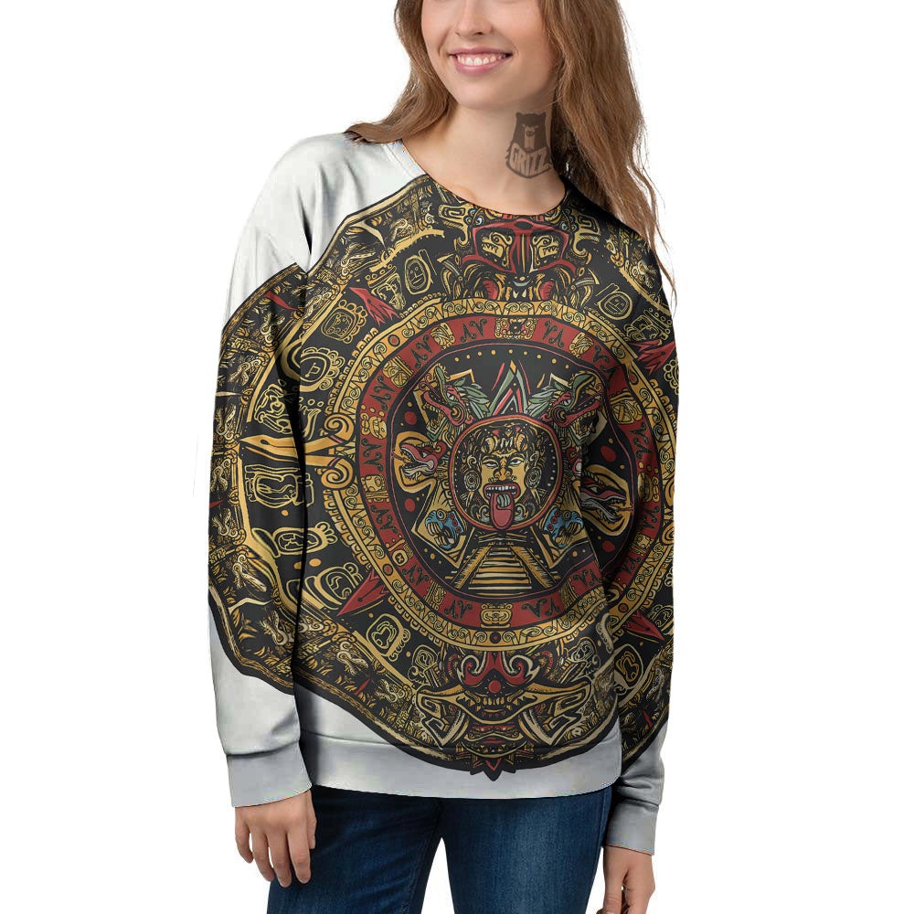 Calendar Mayan Print Women's Sweatshirt-grizzshop