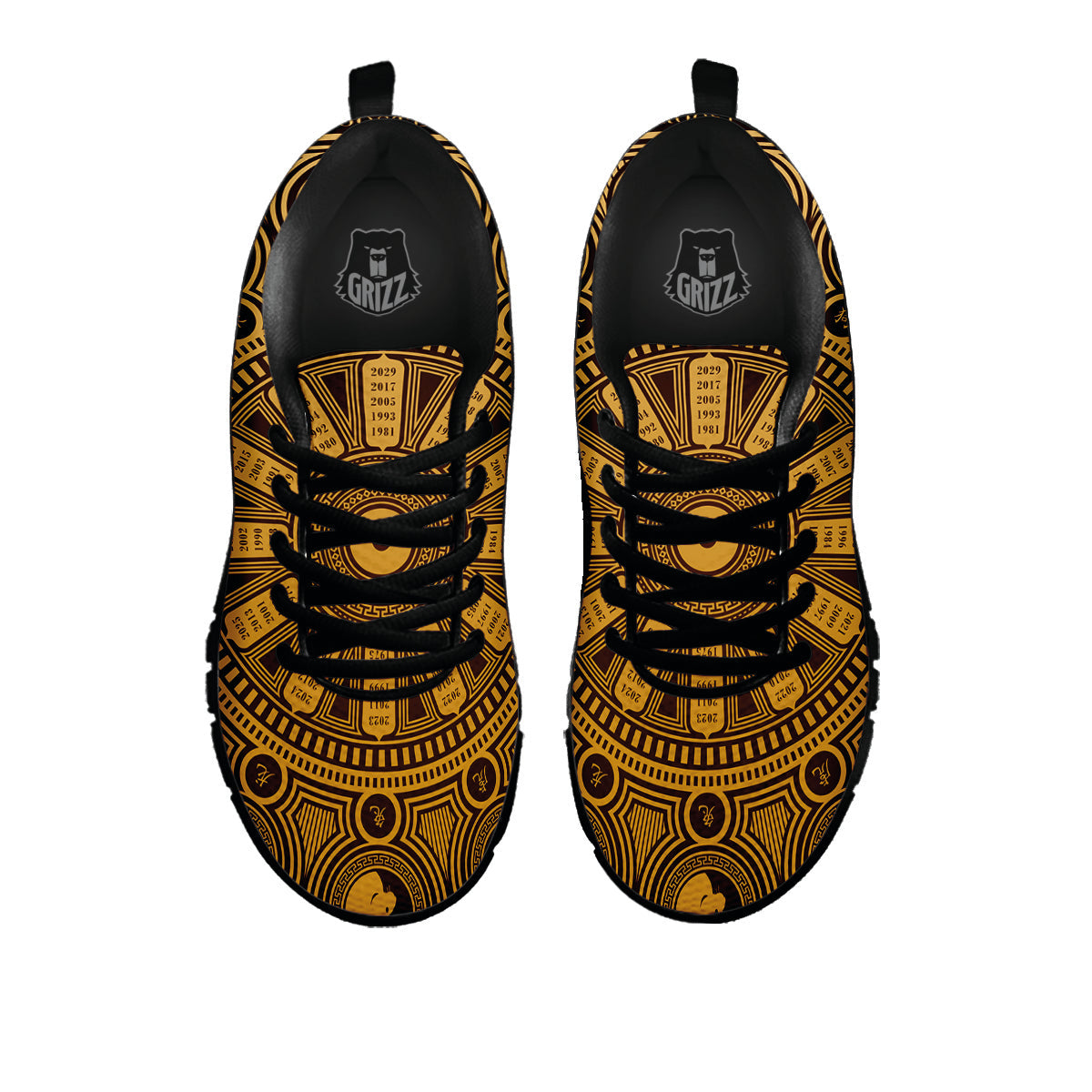 Calendar Signs Chinese Zodiac Print Black Sneaker-grizzshop