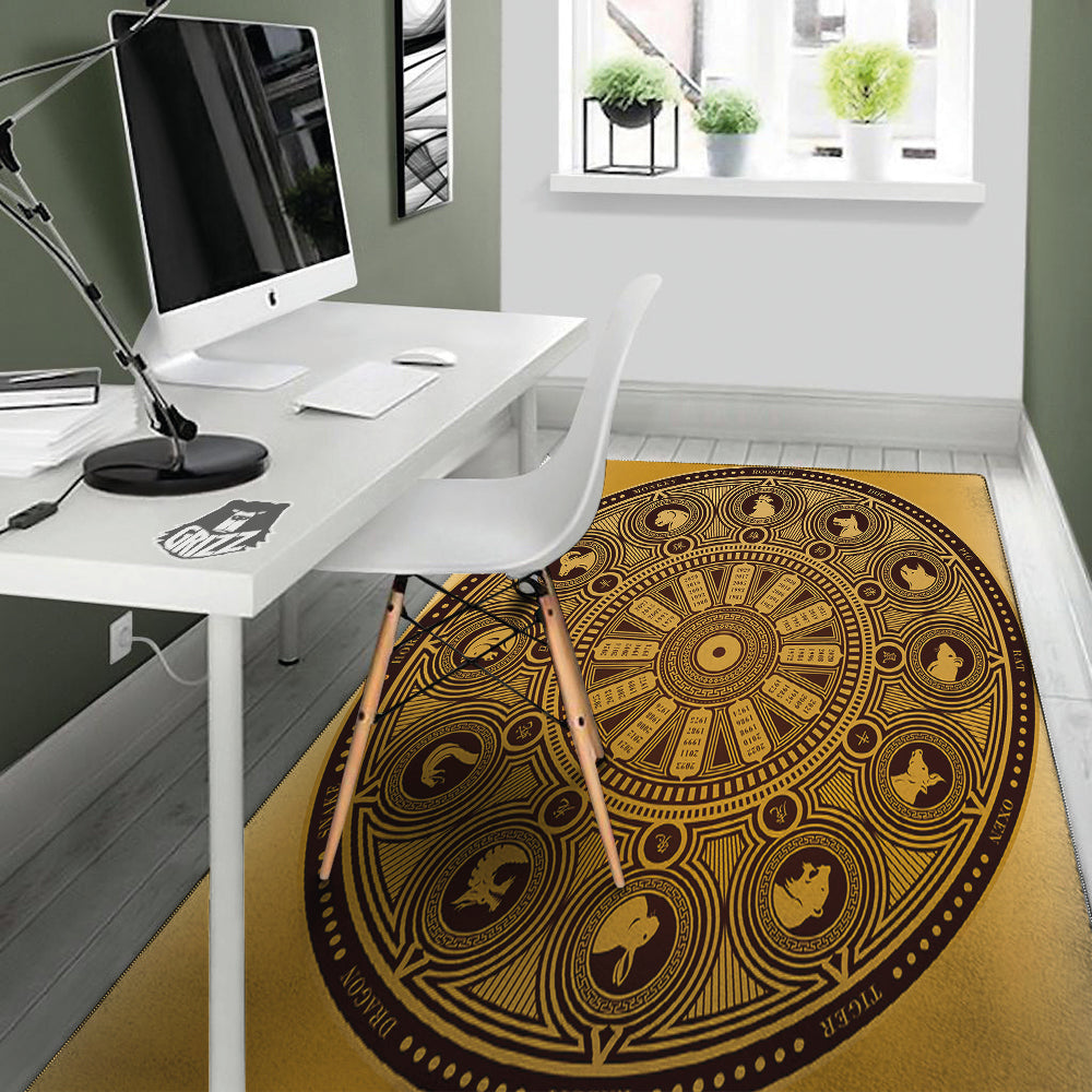 Calendar Signs Chinese Zodiac Print Floor Mat-grizzshop
