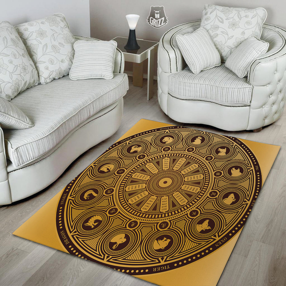 Calendar Signs Chinese Zodiac Print Floor Mat-grizzshop