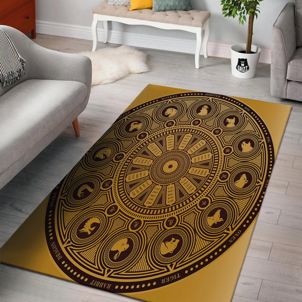 Calendar Signs Chinese Zodiac Print Floor Mat-grizzshop